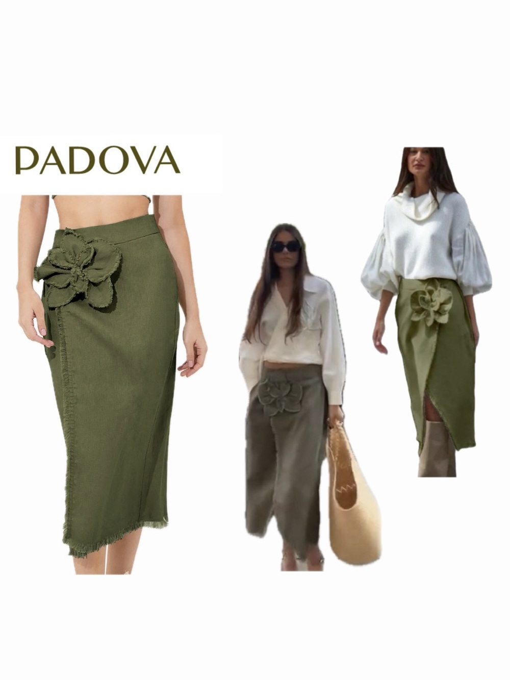 Padova linen skirt Rain of Orchid with pockets size Medium 10 Summer skirt